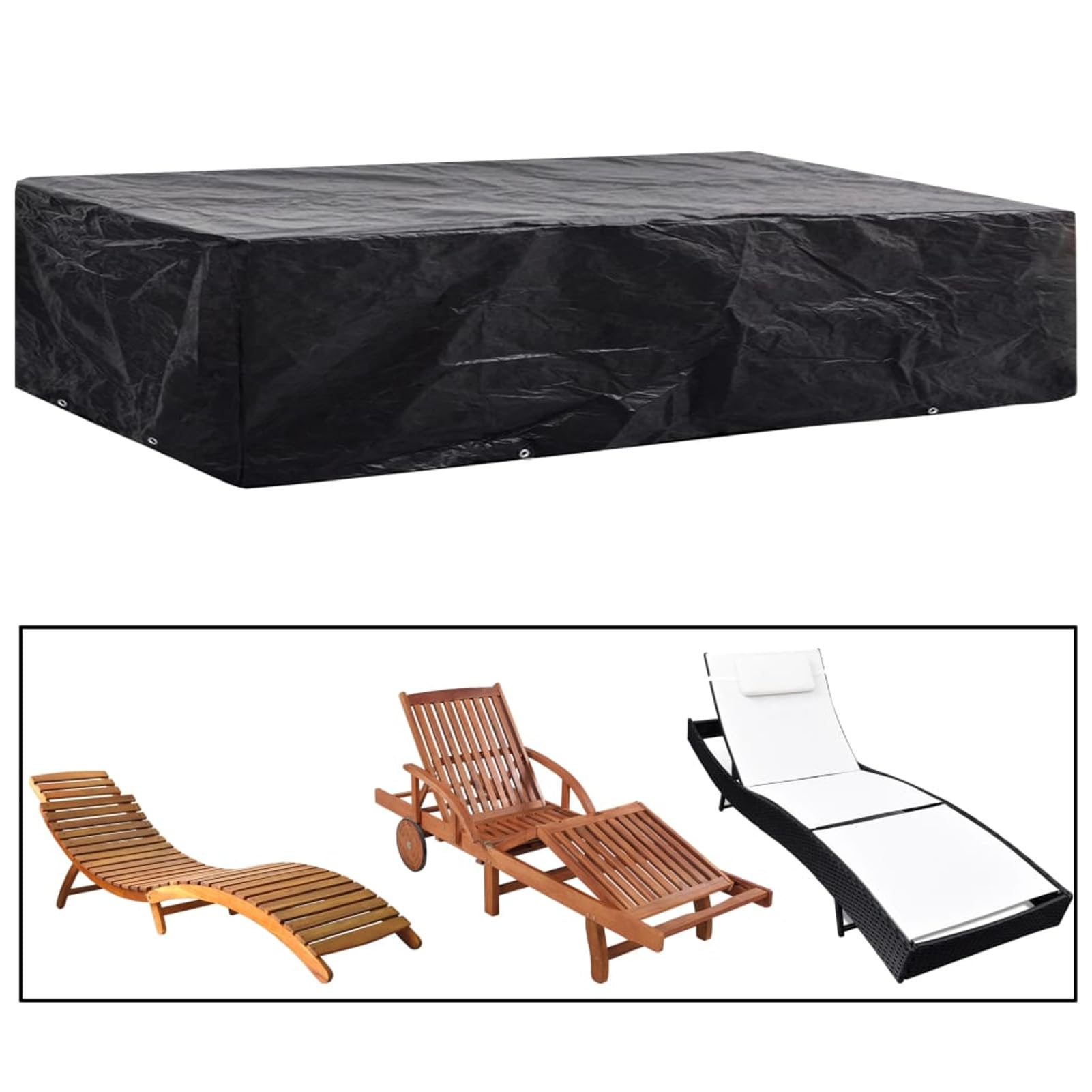 Homgoday Coperture Arredi Giardino 2 pz 8 Occhielli 218x77x55 cm, Lettini Prendisole, Divano Letto Mobili, Lettini da Giardino, Lettino da Piscina da Giardino per Esterno Piscina