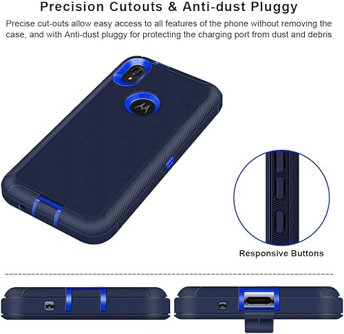 Miniatura 4 de Jelanry Funda para Moto E6, armadura resistente de doble capa, carcasa protectora de cuerpo completo, a prueba de golpes, resistente a los arañazos,