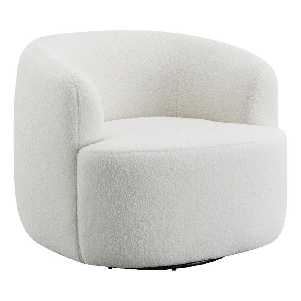 Coaster Home Furnishings - Hudson - Wood - Upholstered Swivel Accent Chair with Barrel-Like Design and Hidden Swivel Mechanism - Living Room - Ivory - 905726