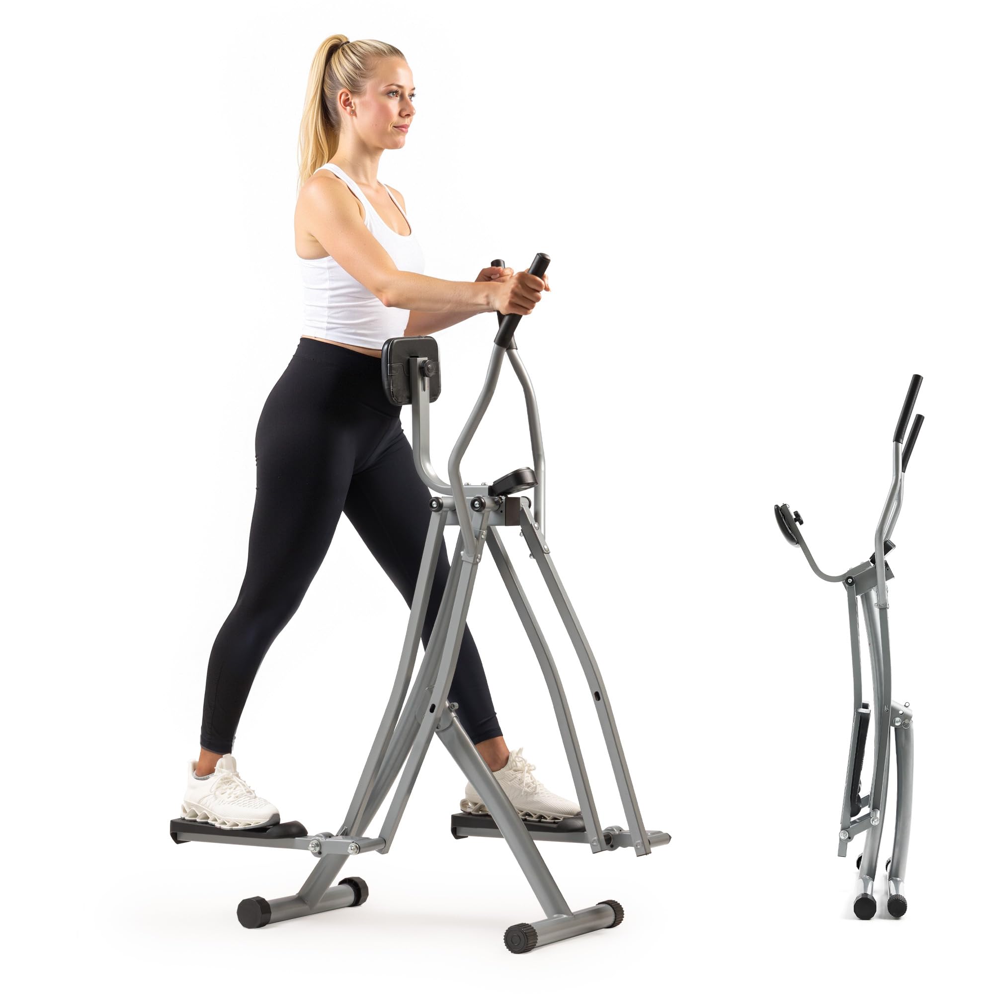 Sunny Health & Fitness Air Walk Cross Trainer, Low-Impact Elliptical Machine for Home, LCD Monitor, Compact & Foldable - SF-E902