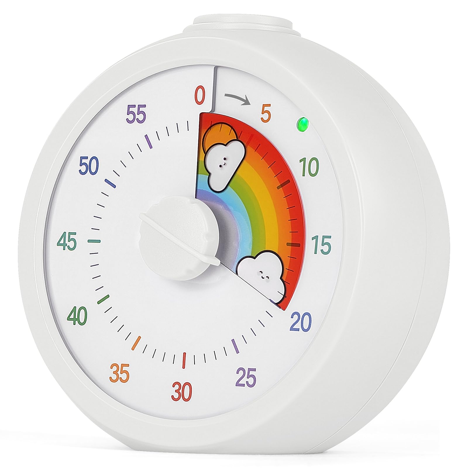 AOOSU Visual Timer for Kids, 60 Minute Visual Countdown Timer for Classroom Teaching Cooking, Kids Time Management Tools with Silent, Cooking Timers Operation & Rainbow Pattern Design White Clouds