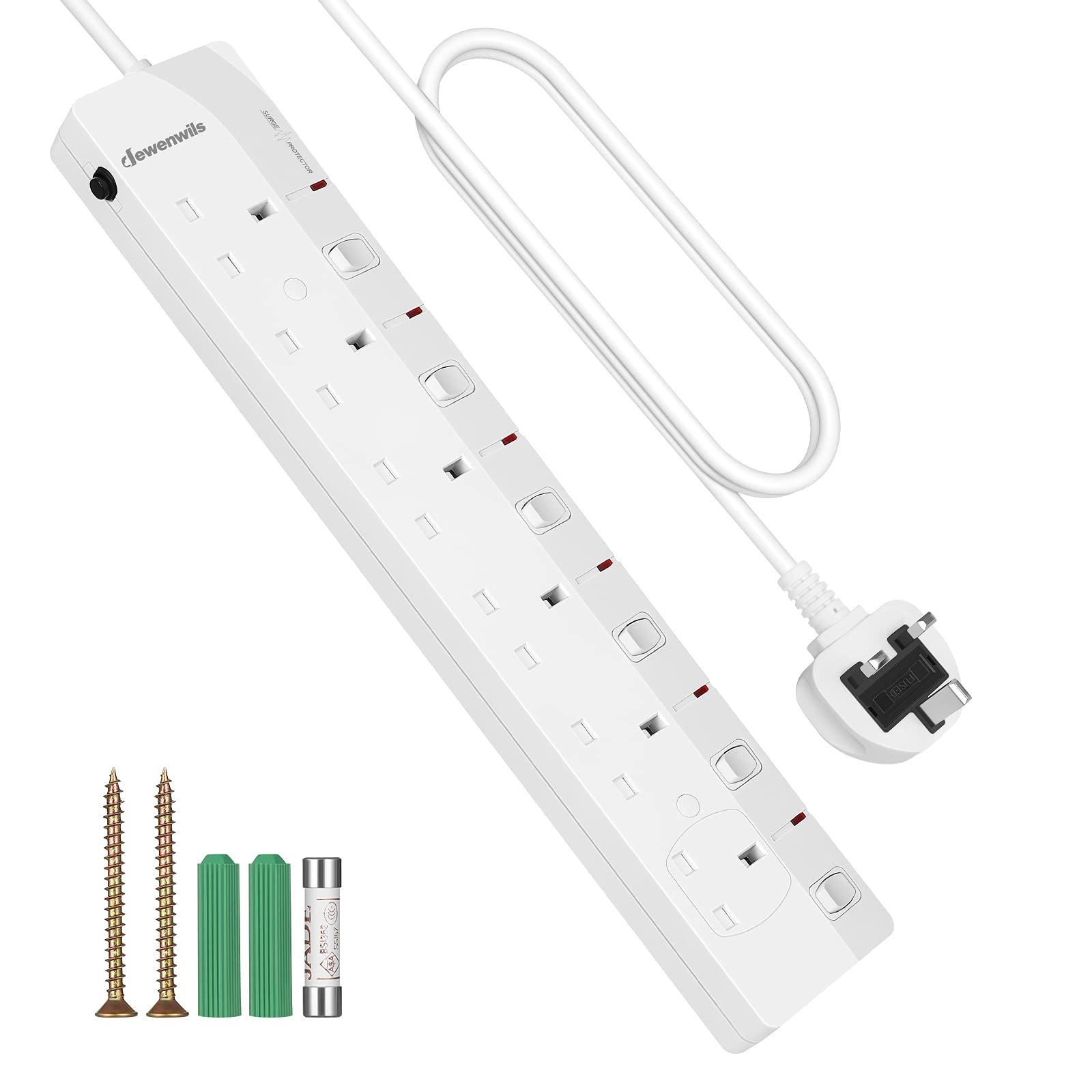 Buy DEWENWILS 6 Way Extension Lead with Individual Switches, Surge