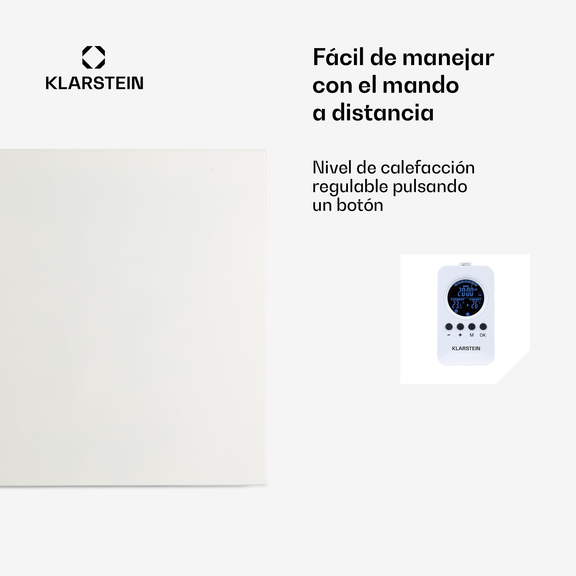 Klarstein Radiador Infrarrojos Pared Potencia, 300W, Placa Calor Bajo Consumo, Panel Radiante Bajo Consumo, Panel Infrarrojos Calefaccion, Calefactores Infrarojos Radiante Pared