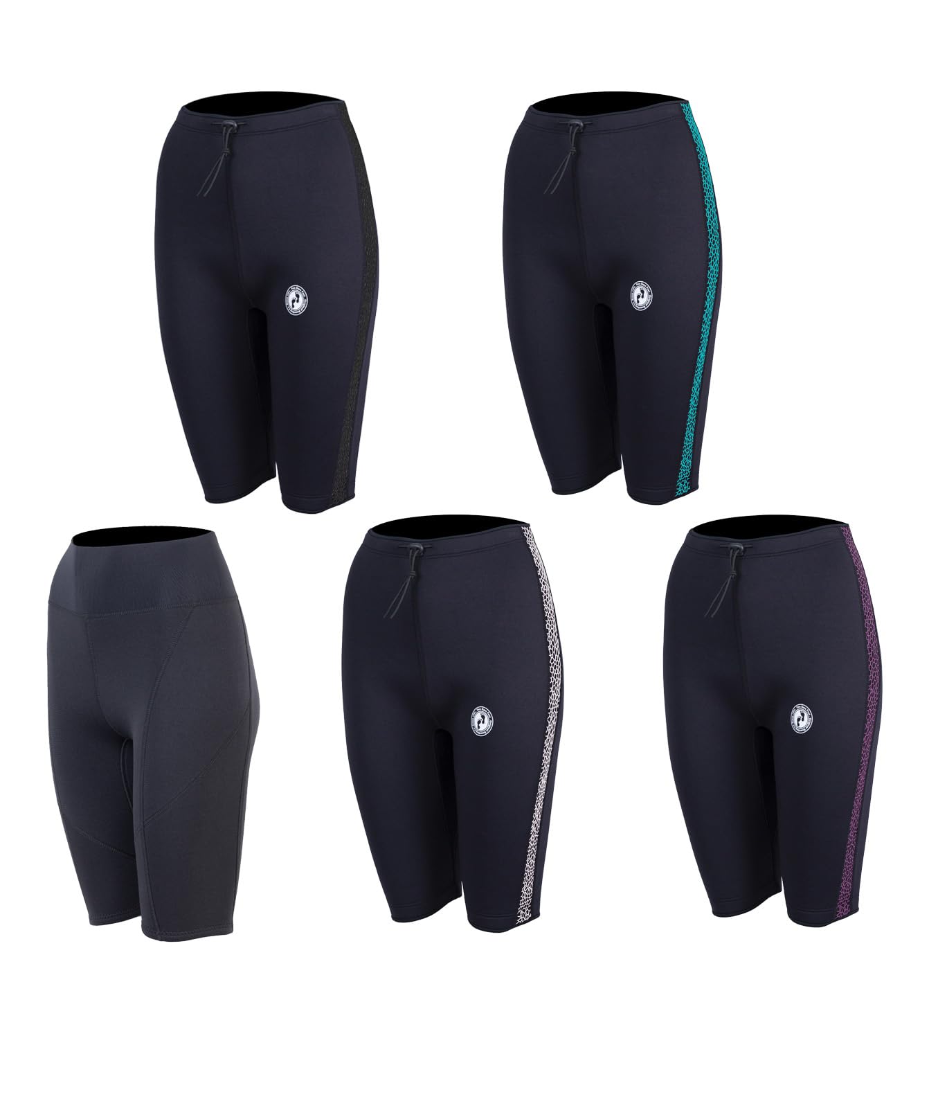 Two Bare Feet Women's Silicone Series Wetsuit Shorts - Flexible, Comfortable Neoprene Surf & Swim Shorts for Watersports - Durable & High-Performance Design (Silicone Print Shorts, Black/Raspberry, M)