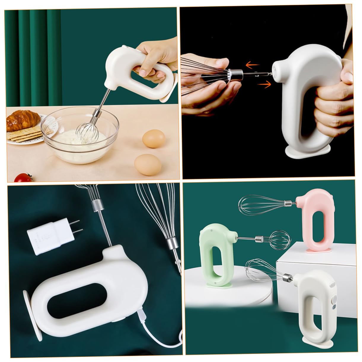Sbattitore Elettrico da Cucina Ricaricabile Bianco Due in Acciaio