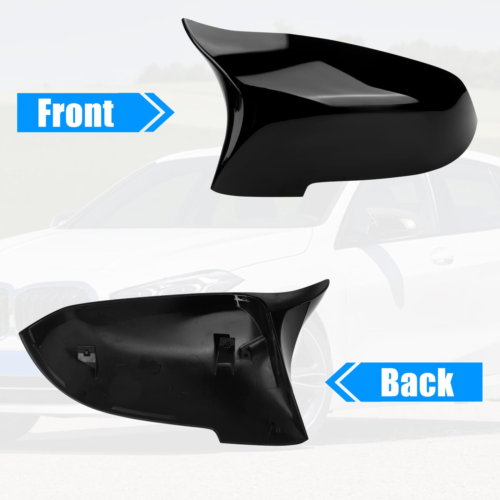 1 Par Tapa Cubierta del Espejo Reemplazar para BMW 5 Series F10/F11/6 Series F06/F12/F13/7 Series F01/F02, Tapa de Espejo Retrovisor Brillantes Negro