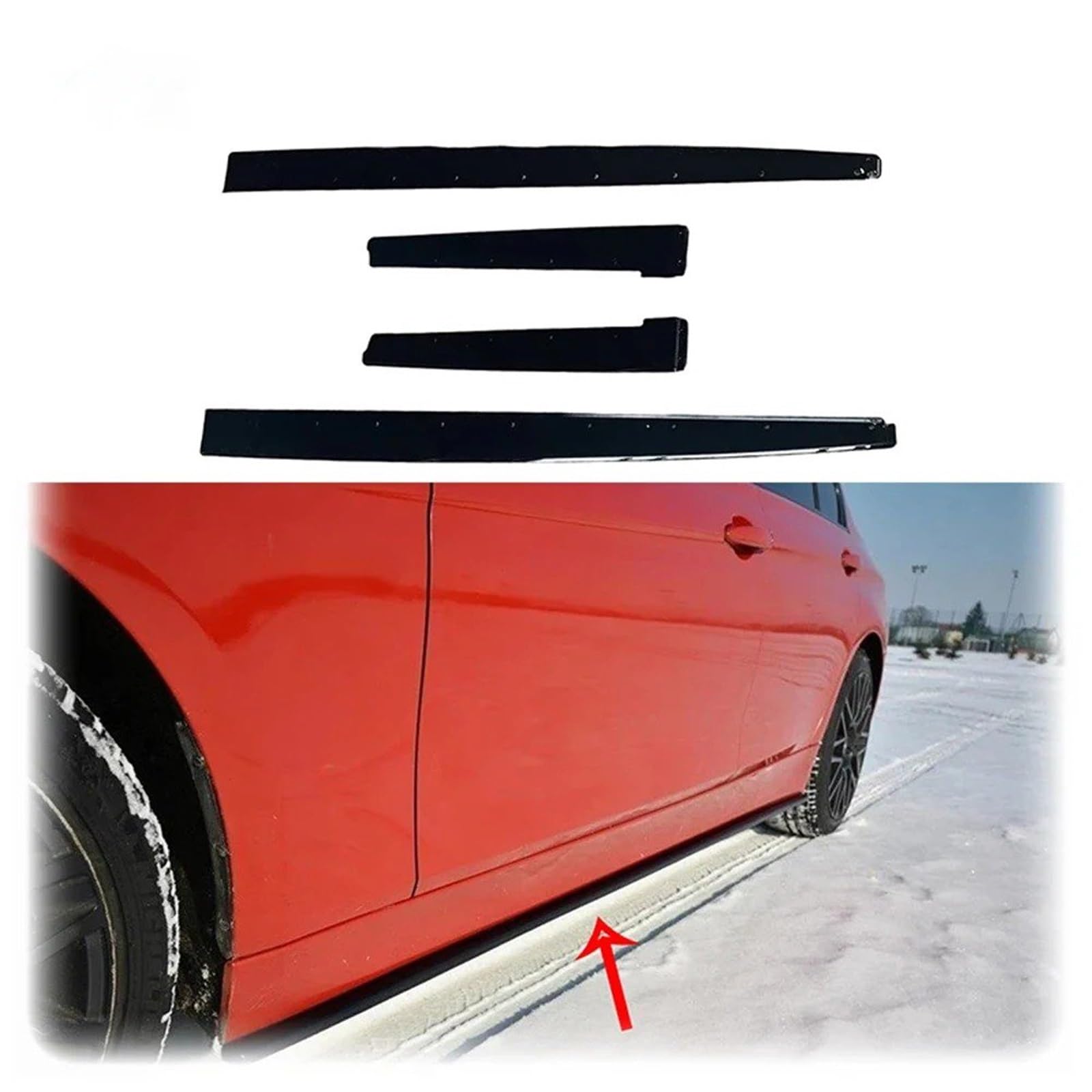 Jupes Latérales pour BMW Série 3 F30 F31 2012-2018 Bas Caisse ABS 4 Pièces Kit Carrosserie Noir Brillant avec Diffuseur Spoiler Et Séparateurs Pare-Chocs