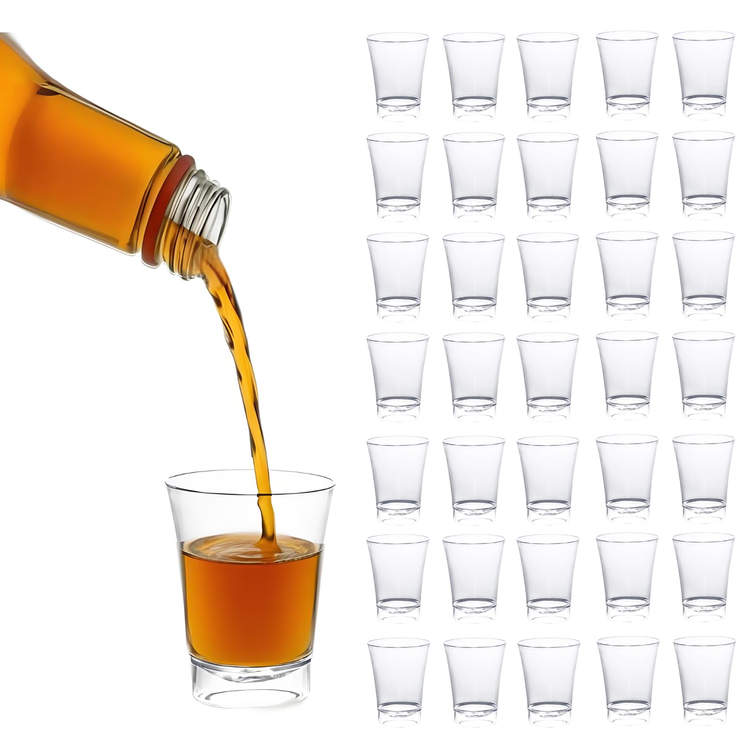 100 Pcs Thicker Plastic Shot Glasses 2 oz, Disposable Heavy Base Shot Cups – Clear 2 Ounce Shooters, Mini Drinkware for Tequila, Whiskey, Vodka, dessert, Food Sampling, Bartending, Clubs