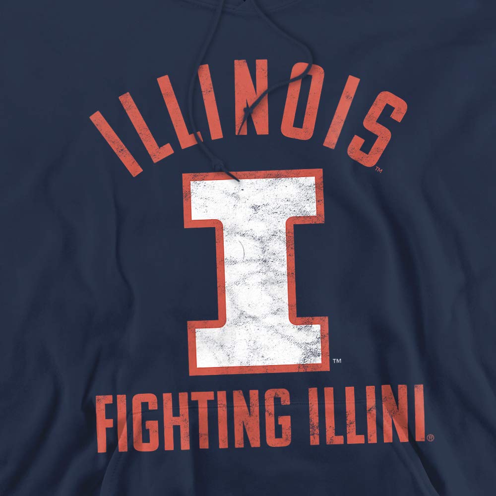 University of Illinois Official UIUC Logo Unisex Adult Pull-Over Hoodie,Navy, X-Large