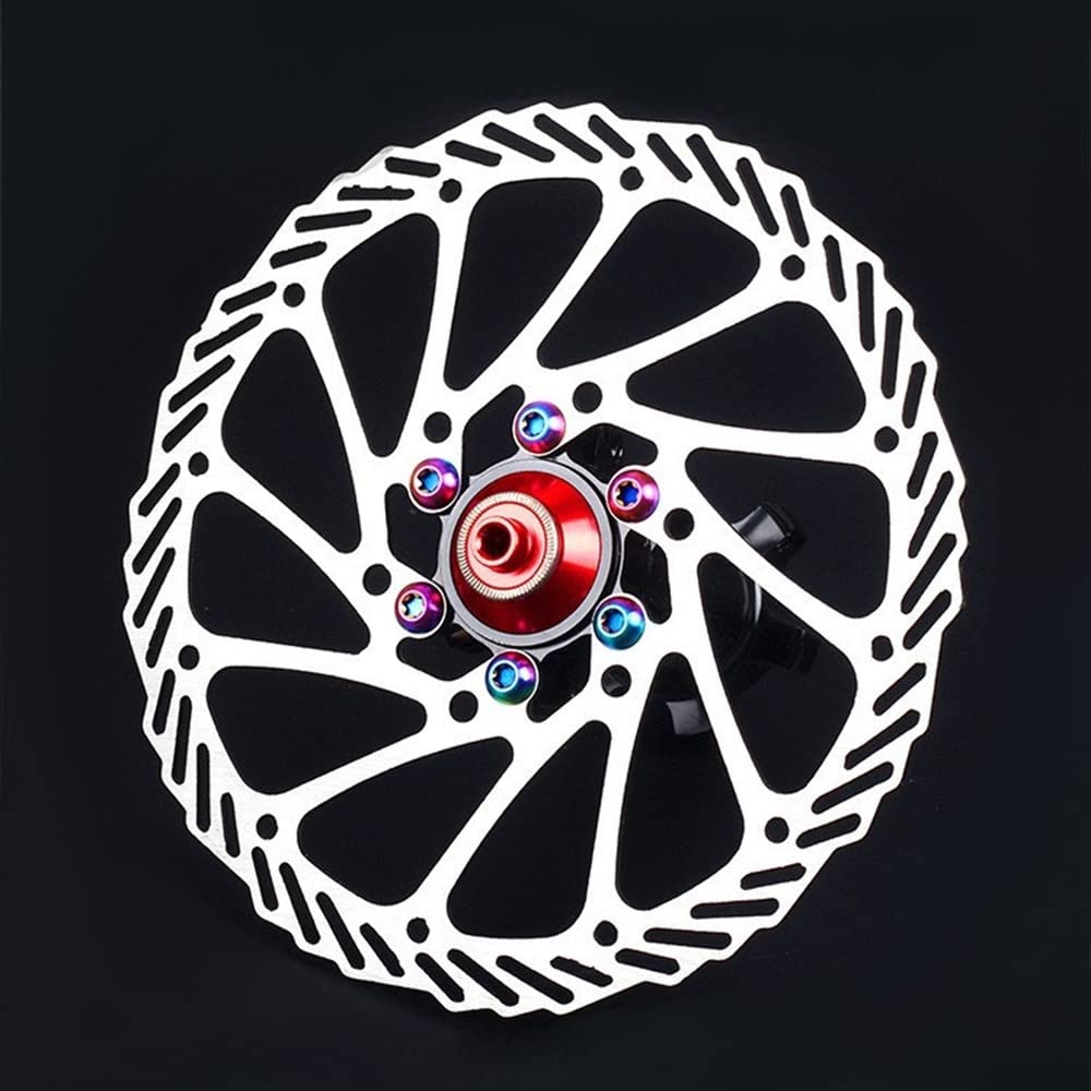 DONGKER Viti Fissaggio Disco Freno MTB - 12 Pezzi Colorati, Lega Titanio, M5x10mm Per Mountain Bike - Foto 3