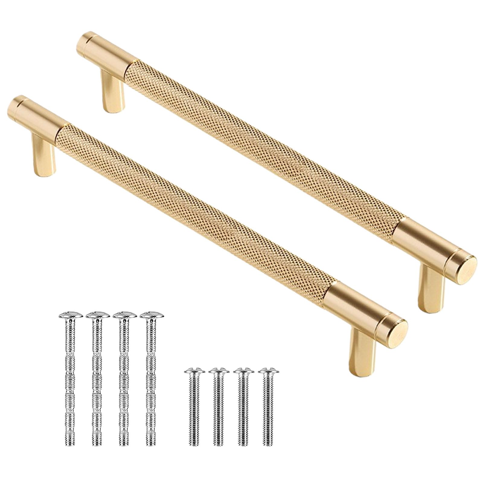 GIONAR 2pcs Gold Wardrobe Handles, 160mm Hole Spacing Kitchen Handles, Aluminum Alloy Material Cupboard Handles, Knurled Anti-Slip Pattern, for Cabinets, Drawers, Wardrobes(Gold)