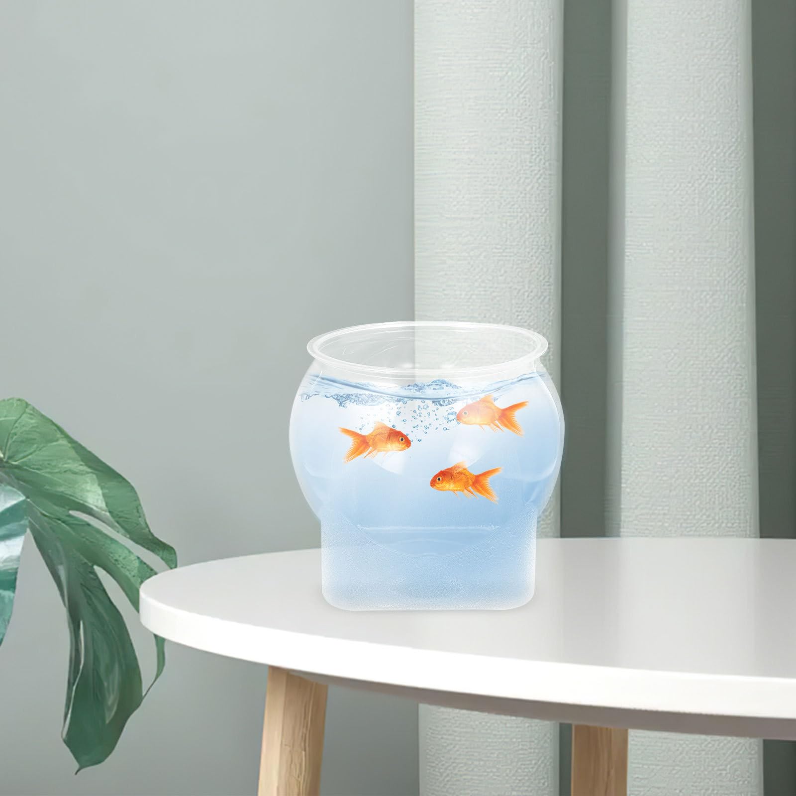 Akwarium na biurko: przezroczysta plastikowa okrągła miska - akwarium, terrarium, hydroponiczna doniczka, miska na środek stołu, ze złotą rybką