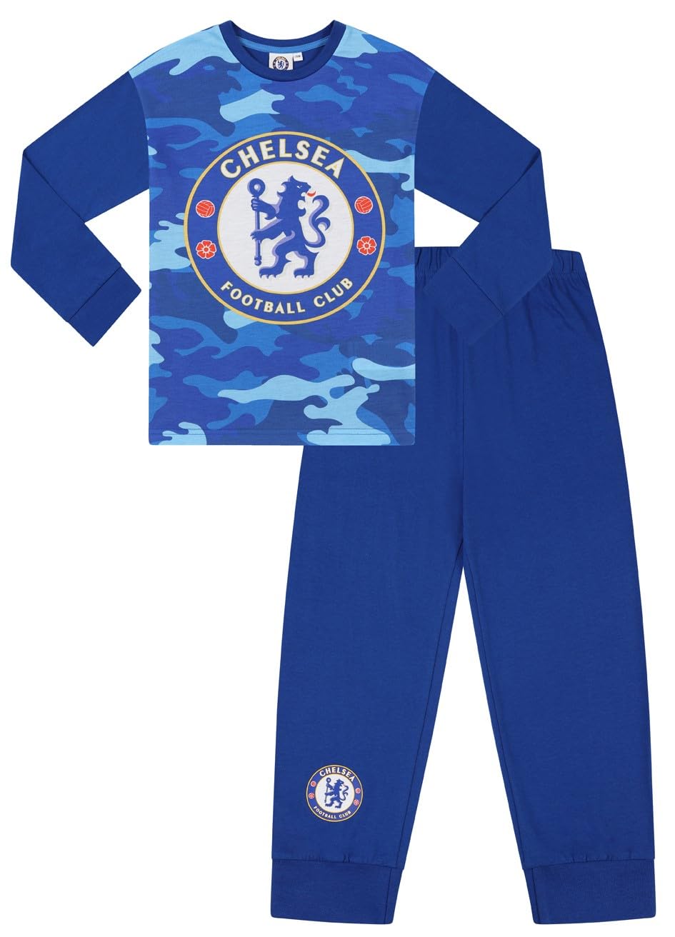 Chelsea Boys Blue Football Club Camouflage Long Pyjama Set (15-16 Years)