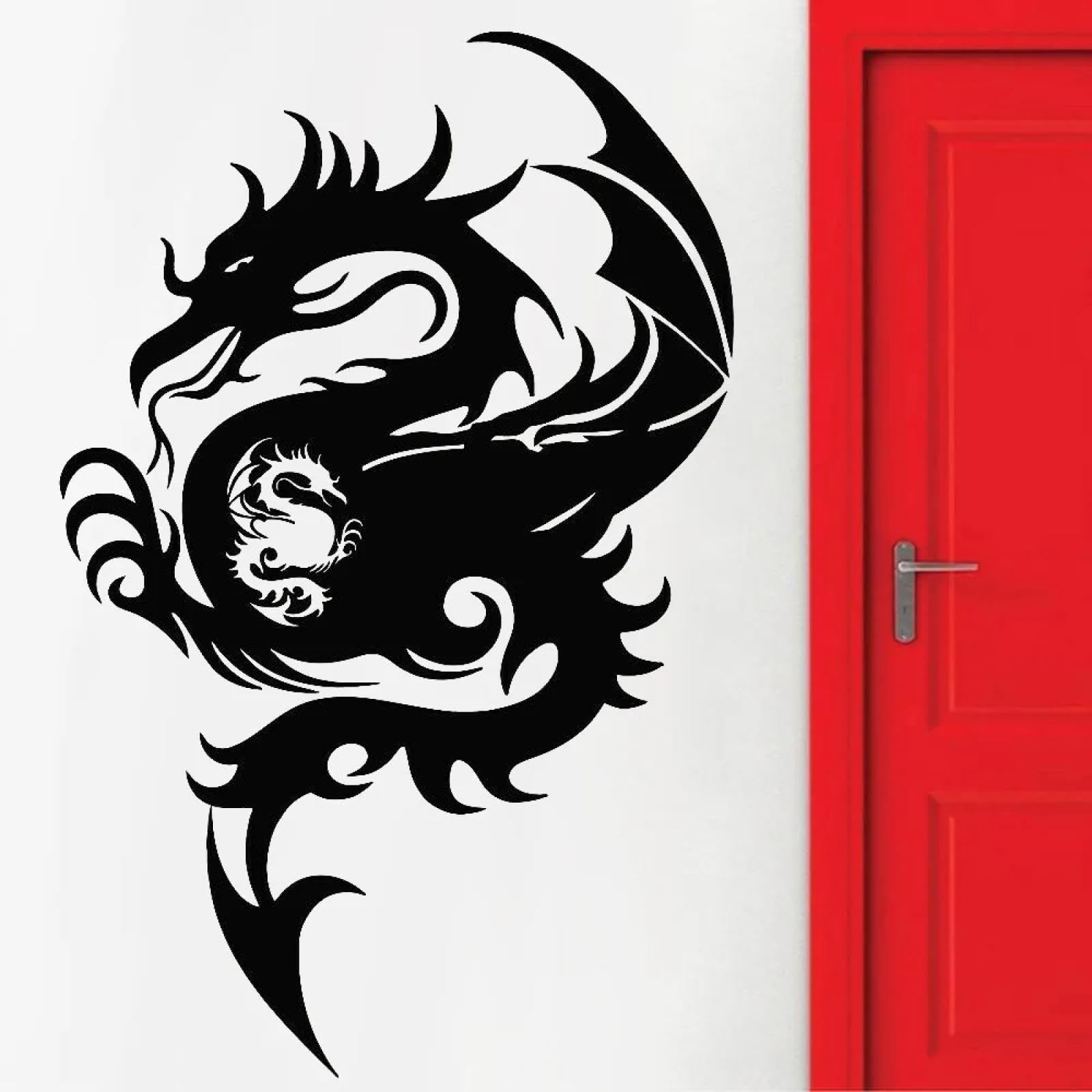 WEIMEIJIE Mythical Dragon Wall Sticker with Wings Vinyl Wall Sticker for Living Room, Office, Studio, Children's Room, Artistic Wall Decal