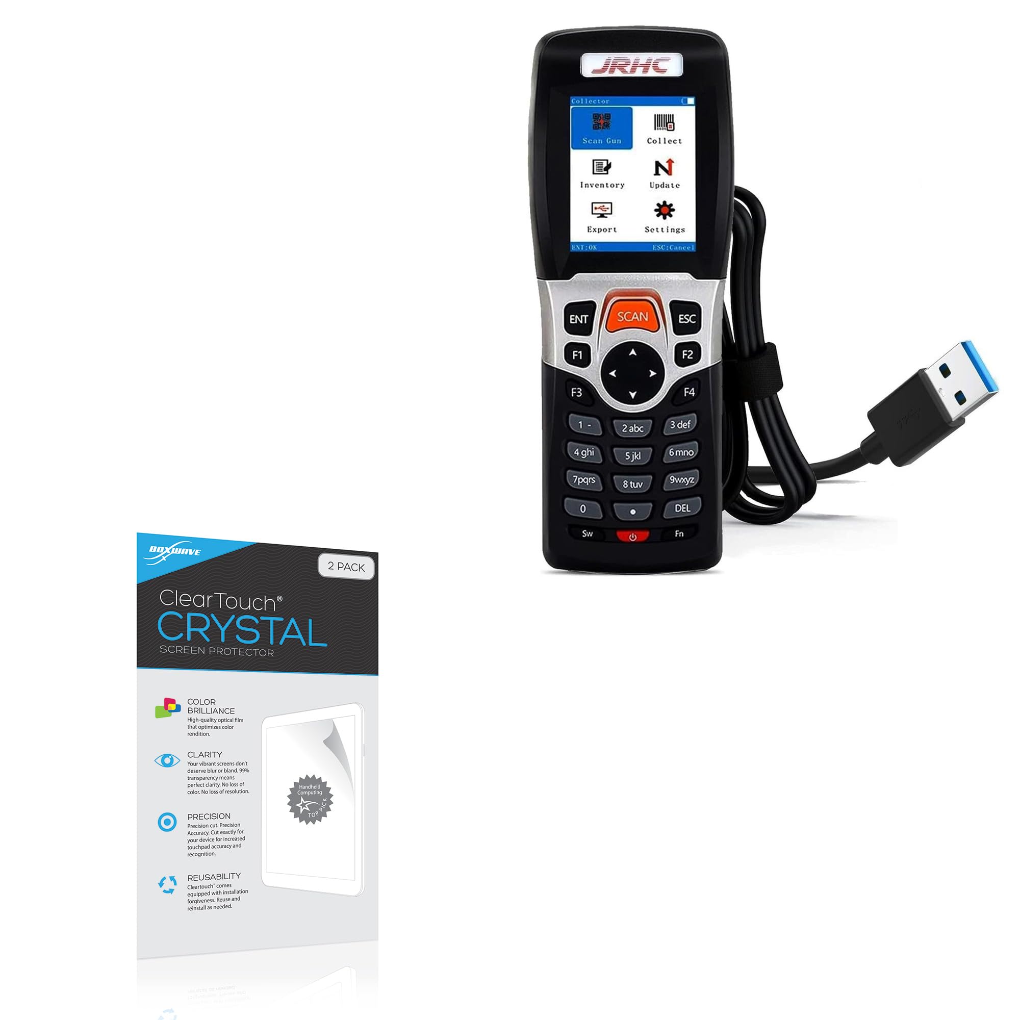 BoxWaveScreen Protector Compatible with JRHC Wireless Barcode Scanner (S-3309L) - ClearTouch Crystal (2-Pack), HD Film Skin - Shields from Scratches