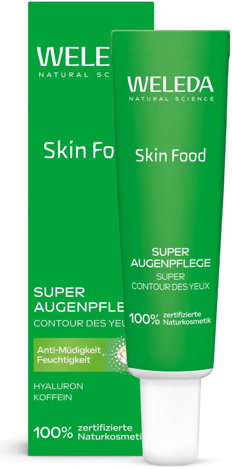WELEDA Bio Skin Food Super Augenpflege – Naturkosmetik Augencreme mit Koffein, Hyaluronsäure & Phytosqualan reduziert Augenringe/Schwellungen & spendet müden Augen Feuchtigkeit (vegan, 12ml)