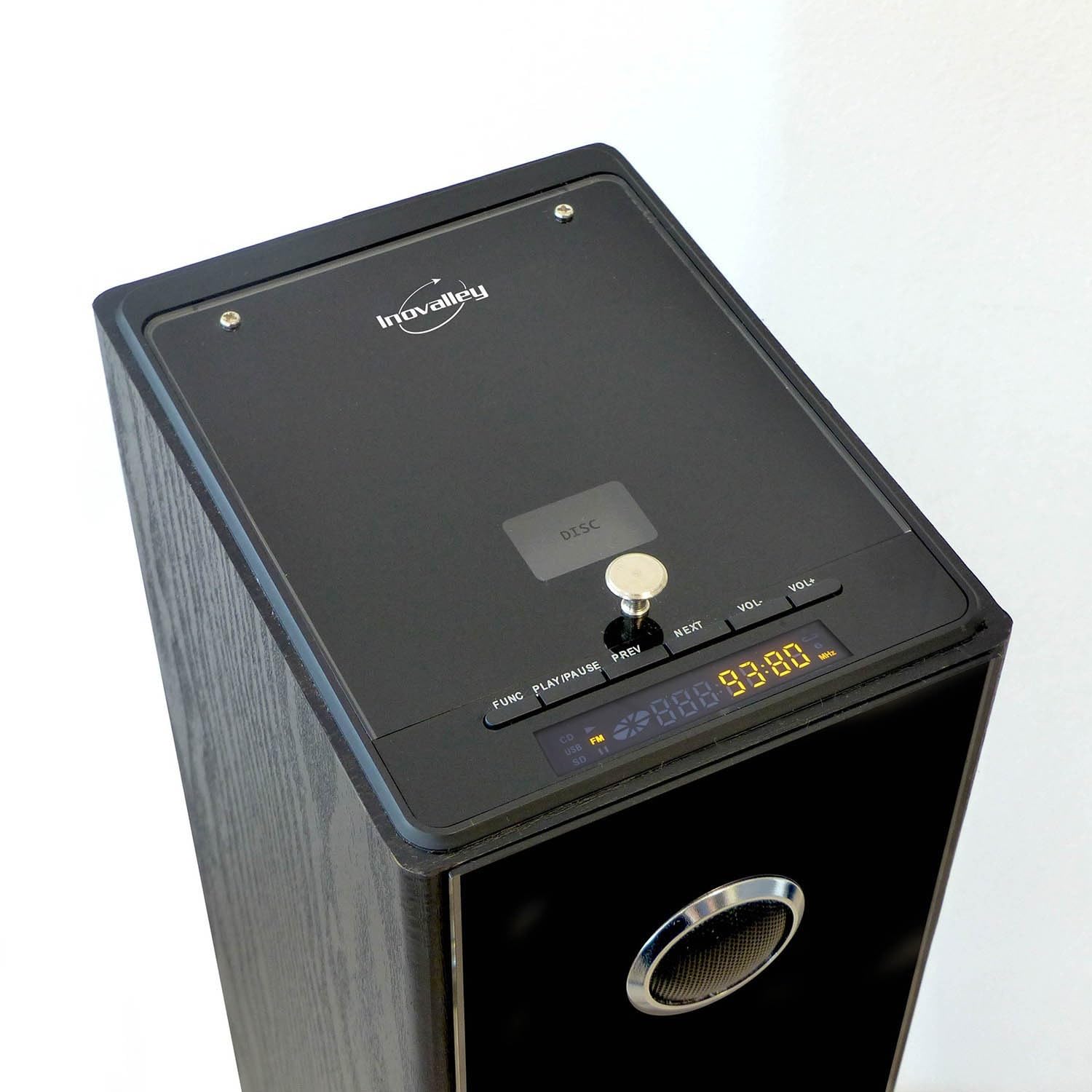 Tour de Son Blacktower+ avec Lecteur CD, Bluetooth, FM et USB, 100W + télécommande - Mini Strobe en Cadeau