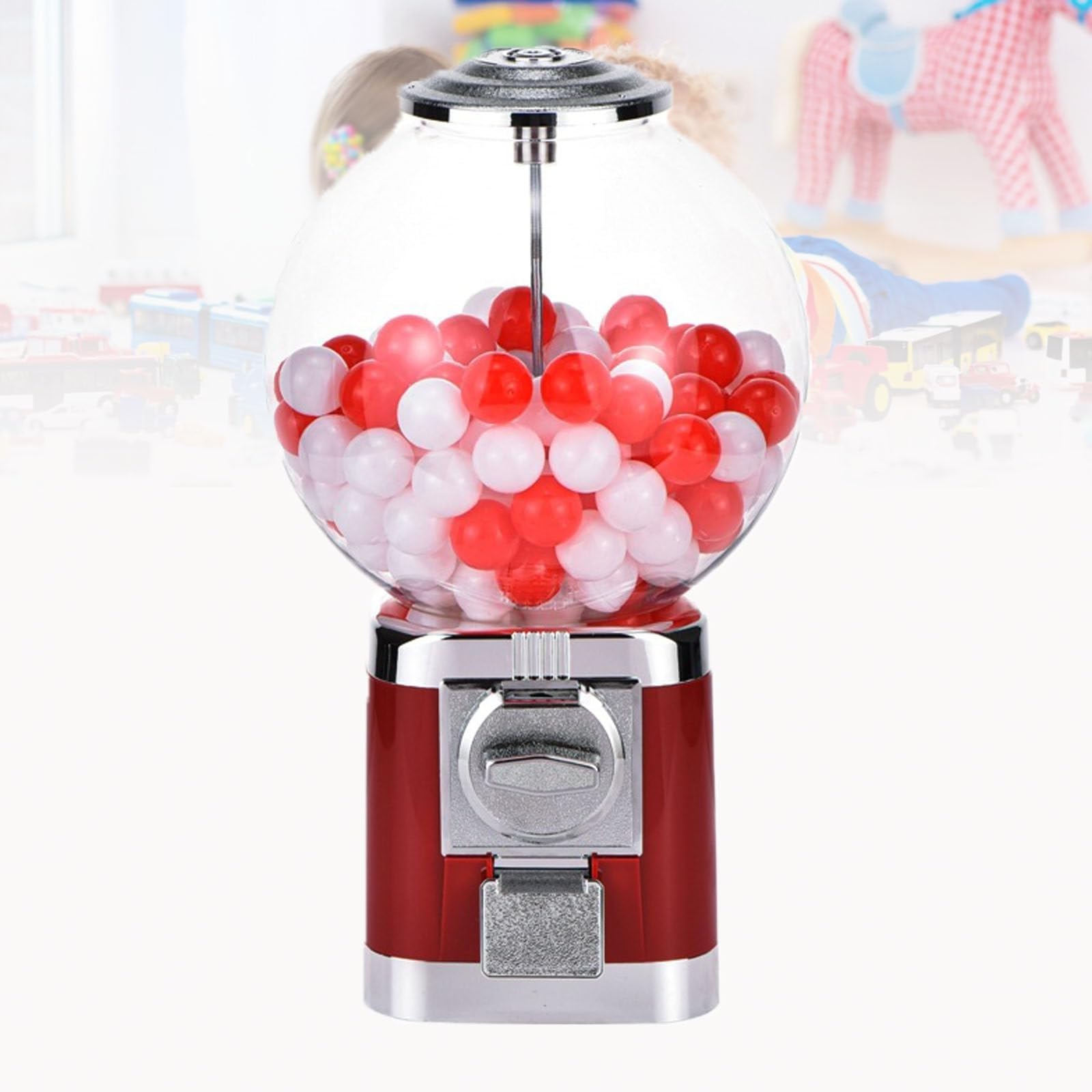NZVZGKTNTW Gumball Machine,1.26in Ball Bulk Vending Machine W/Key Classic Bubble Capsule Toys Dispenser, Automatic Capsule Vending Machine For Retail Stores(Red)