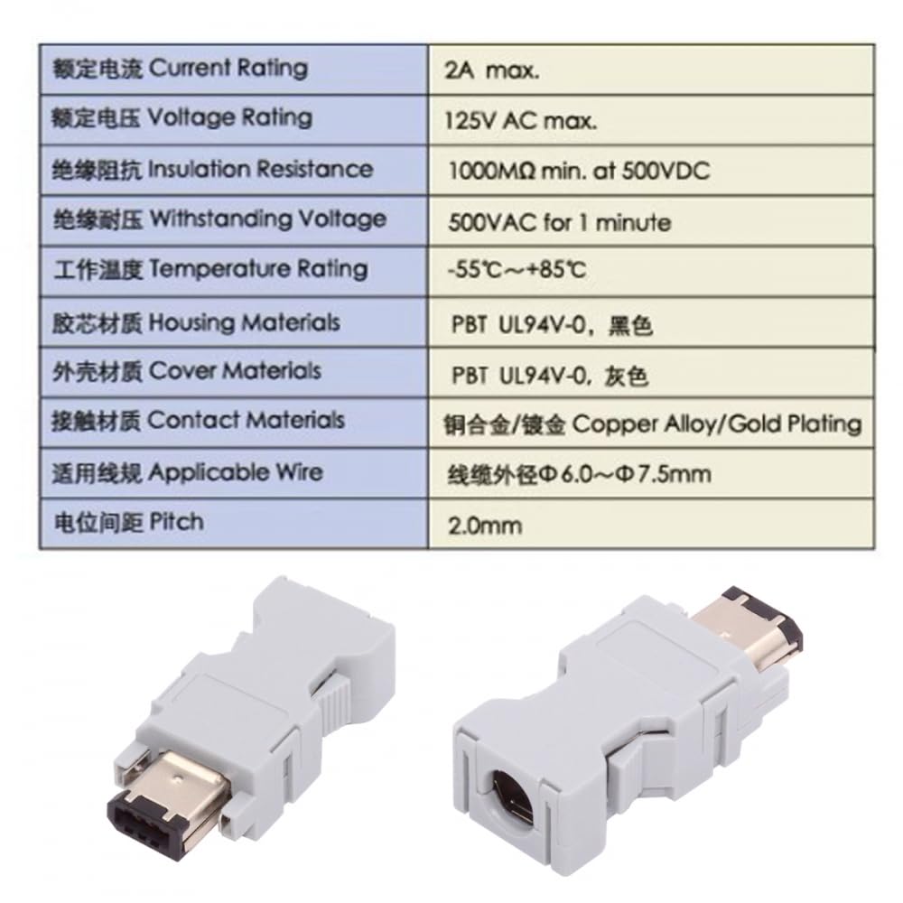 CY Connettore I/O SM-6P IEEE 1394 6Pin CN3 Plug 55100-0670 maschio JZSP-CMP9-1-E compatibile con Yaskawa Panasonic Servo 54280-0609