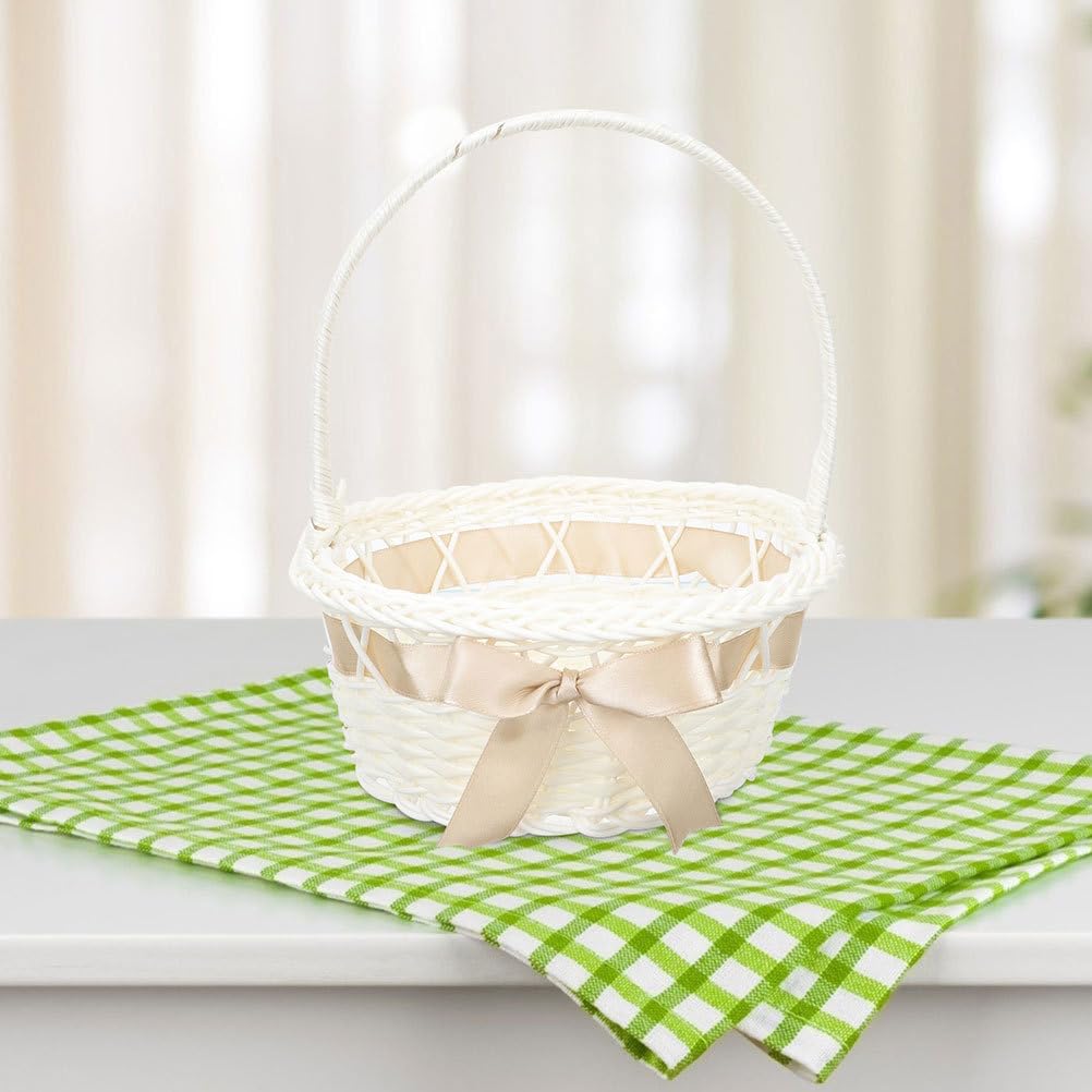 VALICLUD Lot de 2 paniers à fleurs tissés à la main élégants pour accessoires de mariage pour décoration ou panier cadeau de mariage
