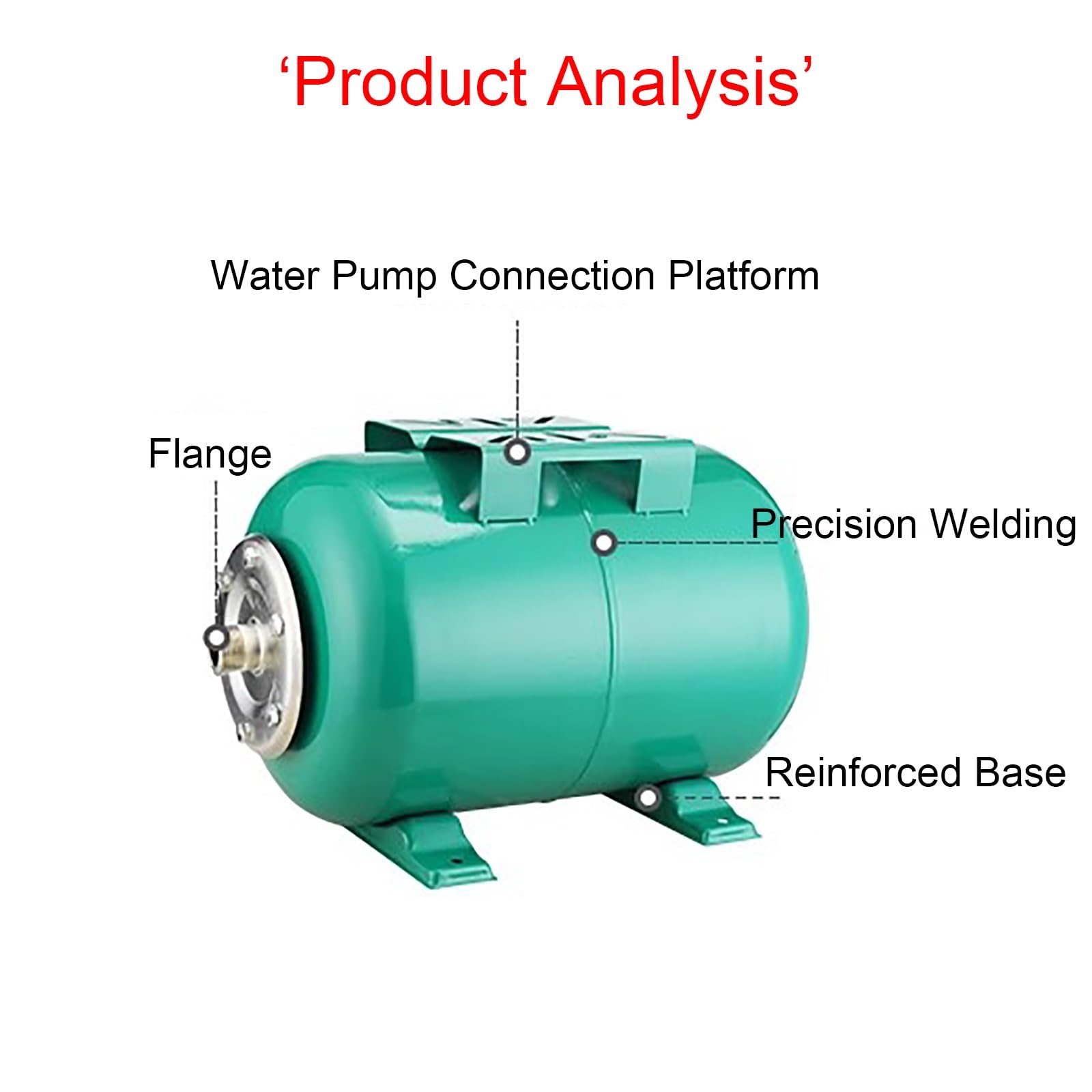 Tanque de Presión de Agua de Pozo de Acero al Carbono, Vaso de Expansión Horizontal de 19 a 50 l, con Bolsa de Aire de Goma, Para Grupo de Presión y Bombas(50L/13.2Gal)