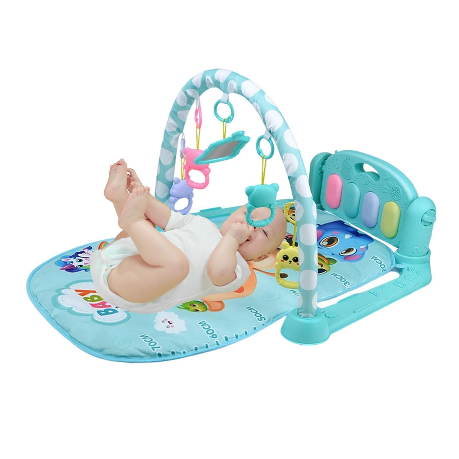 Piano Kick and Play Mat, ABS Light Up Musical Gym | Breathable Pad, Detachable Toys, 77x56cm | b-aby Learning Activity Center for Living Room Nursery Daycare, 950g