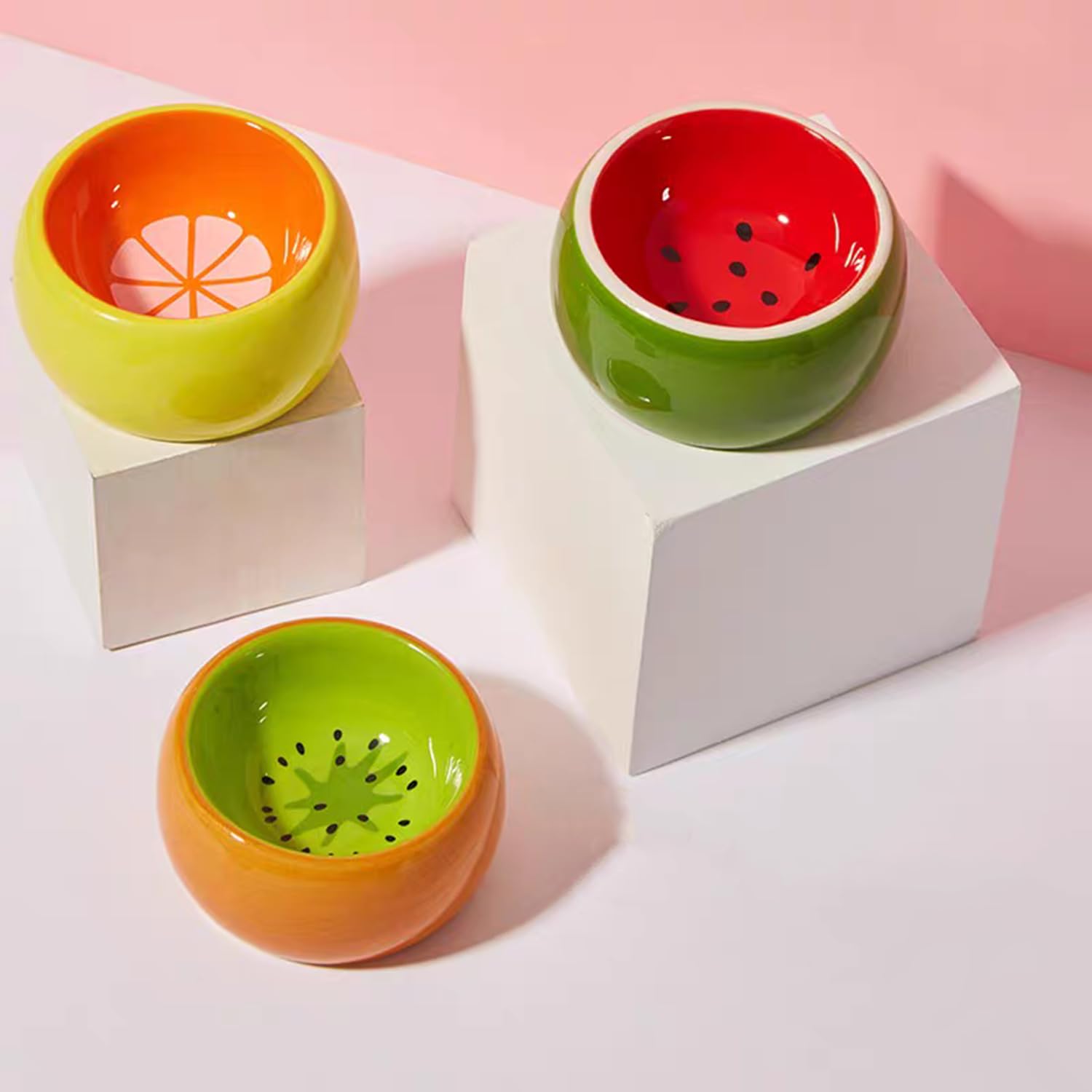 Lot de 3 Mangeoire en Céramique pour Rongeur Gamelle pour Petits Animaux Gamelles en Céramique pour Hamster Cochon d'Inde Gerbilles Bac à Manger Gamelle pour Eau Anti-Morsure