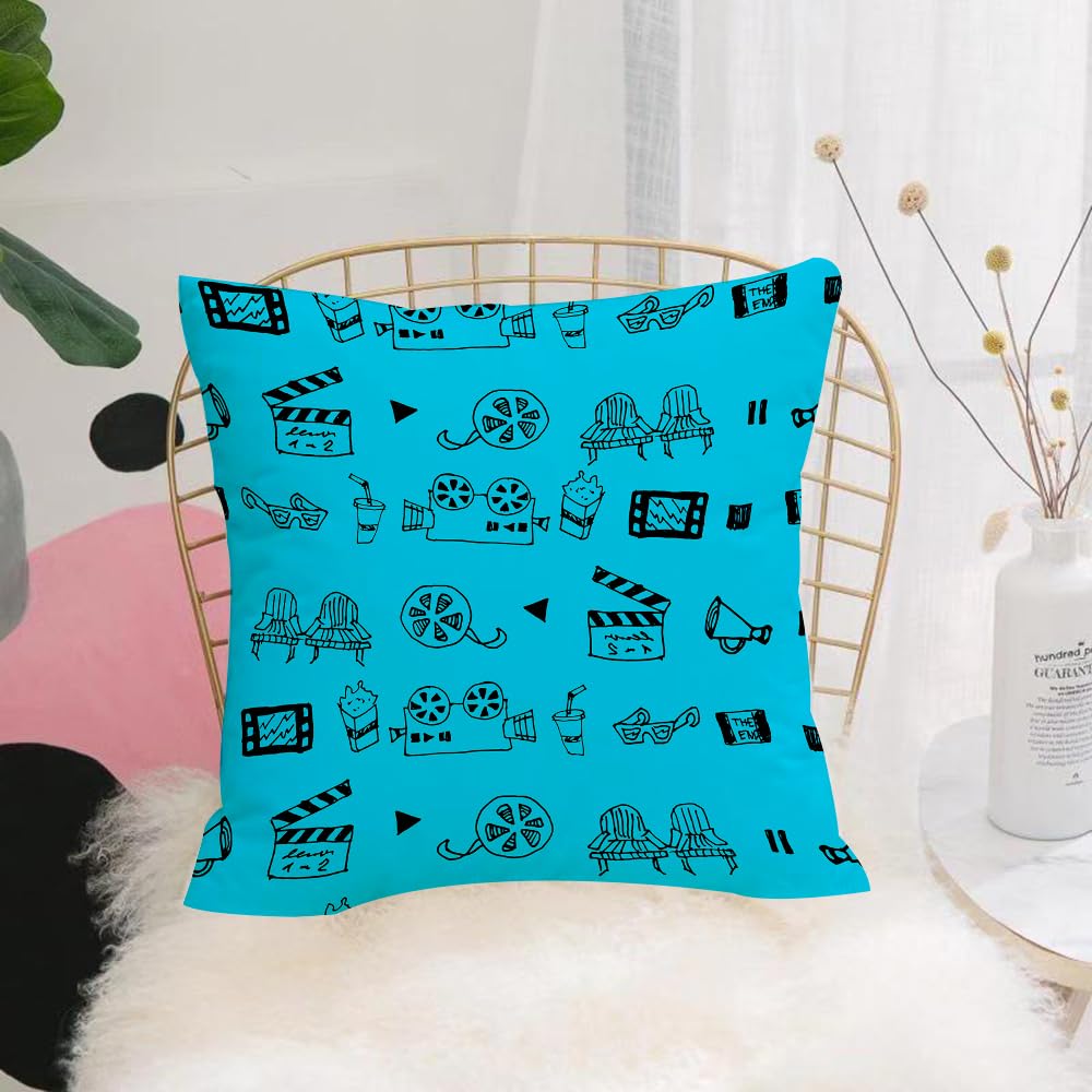 HYOSXW Cushion Cover,Throw Pillow Case Home Decorative for Living Room Bedroom Sofa Chair 16X16 Inch,Hand drawn graffiti film and television symbols, clapper board, film,Pillowcase 40X40cm
