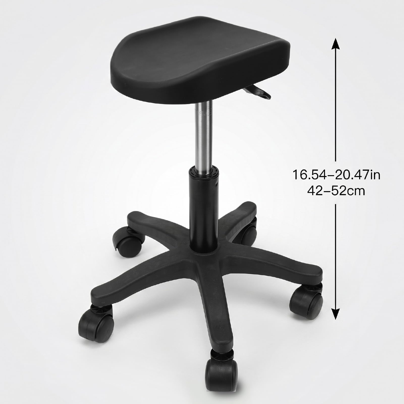 Brrnoo Sgabello per Pedicure con Rotelle Regolabile Sedia Girevole per Unghie a 360 Gradi Altezza 16,54-20,47 Pollici ABS in Acciaio Inossidabile per Uso Domestico in Salone