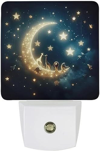 Luz nocturna de luna y cielo estrellado, luces nocturnas enchufables para decoración de pared, para dormitorio, baño, pasillo, cocina, con luz del