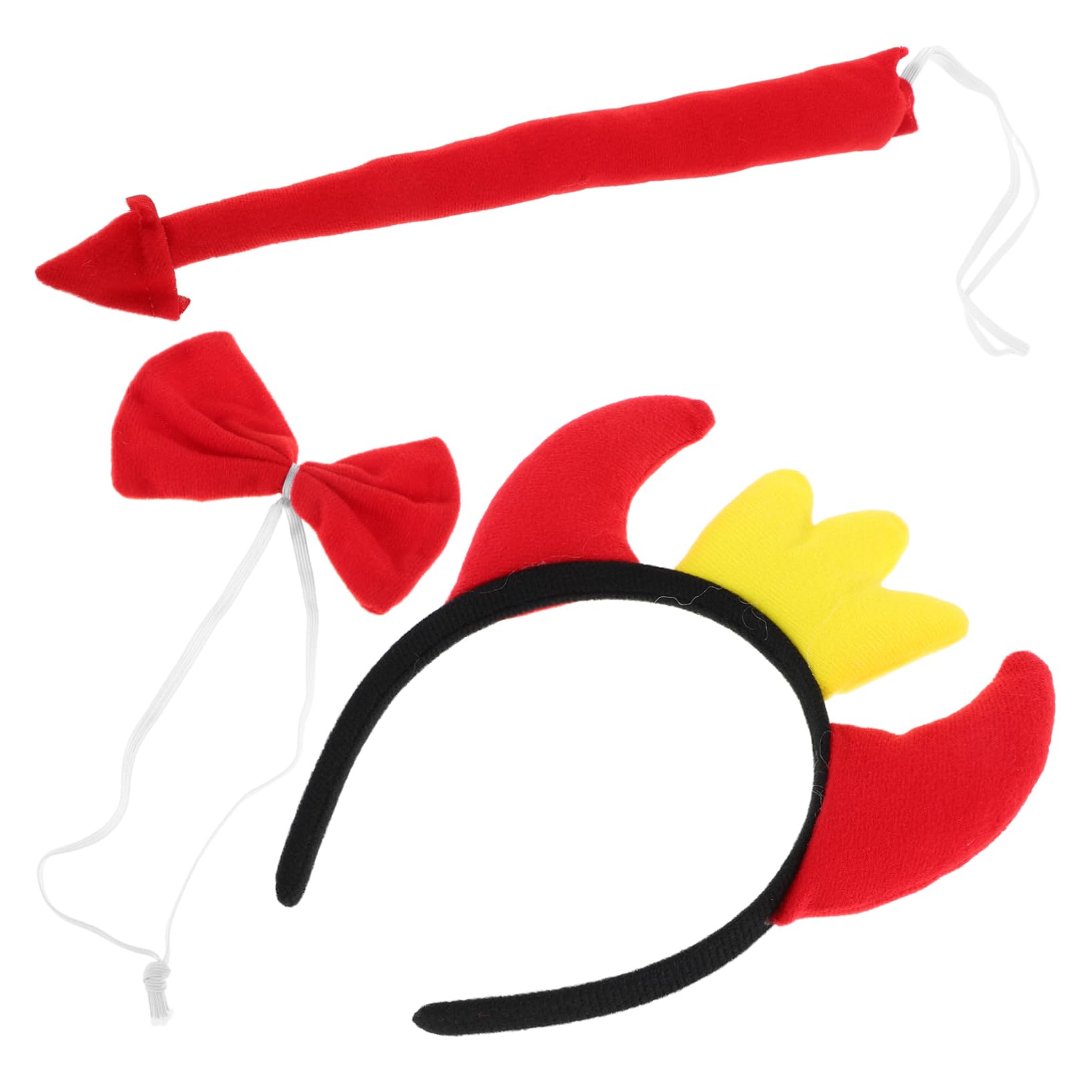 Didiseaon 1Set Halloween Demon Horns Headband with and Tail Durable Masquerade Costume Kit for Carnival Parties and Cosplay Events Red