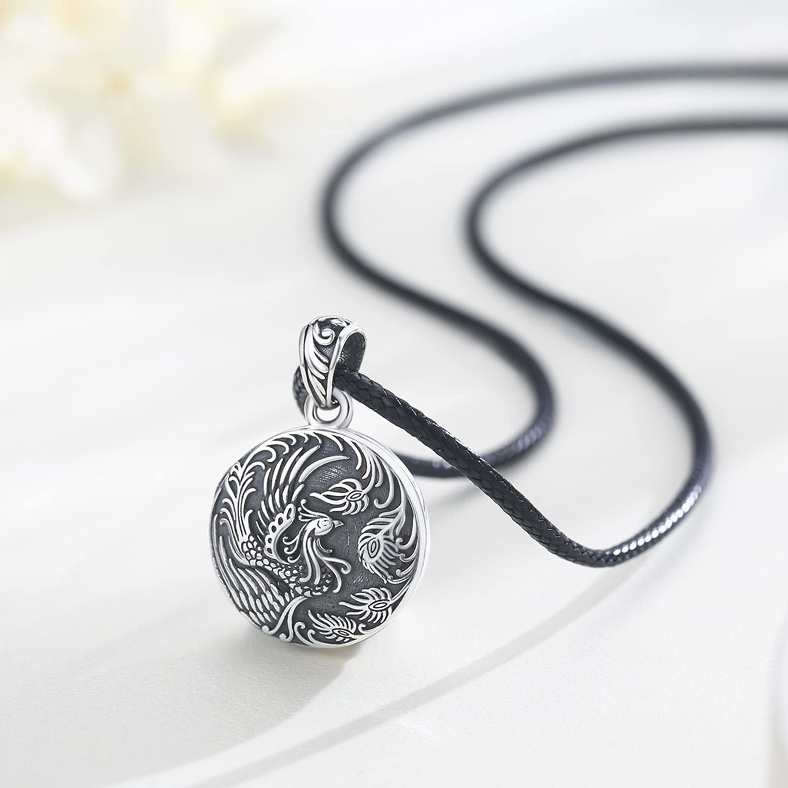 REDSUN Fenice collana medaglione amuleto con foto in argento Sterling 925 gioielli per uomo, donna e regali