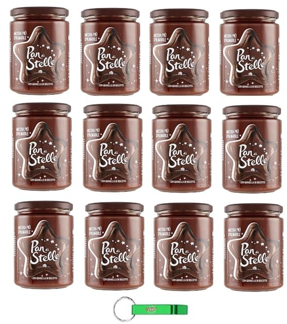 Pan di Stelle Crema Spalmabile Avellana untable Crema 12 x 580 g nata con granos de galletas sin aceite de palma + llavero Beni Culinari gratuito