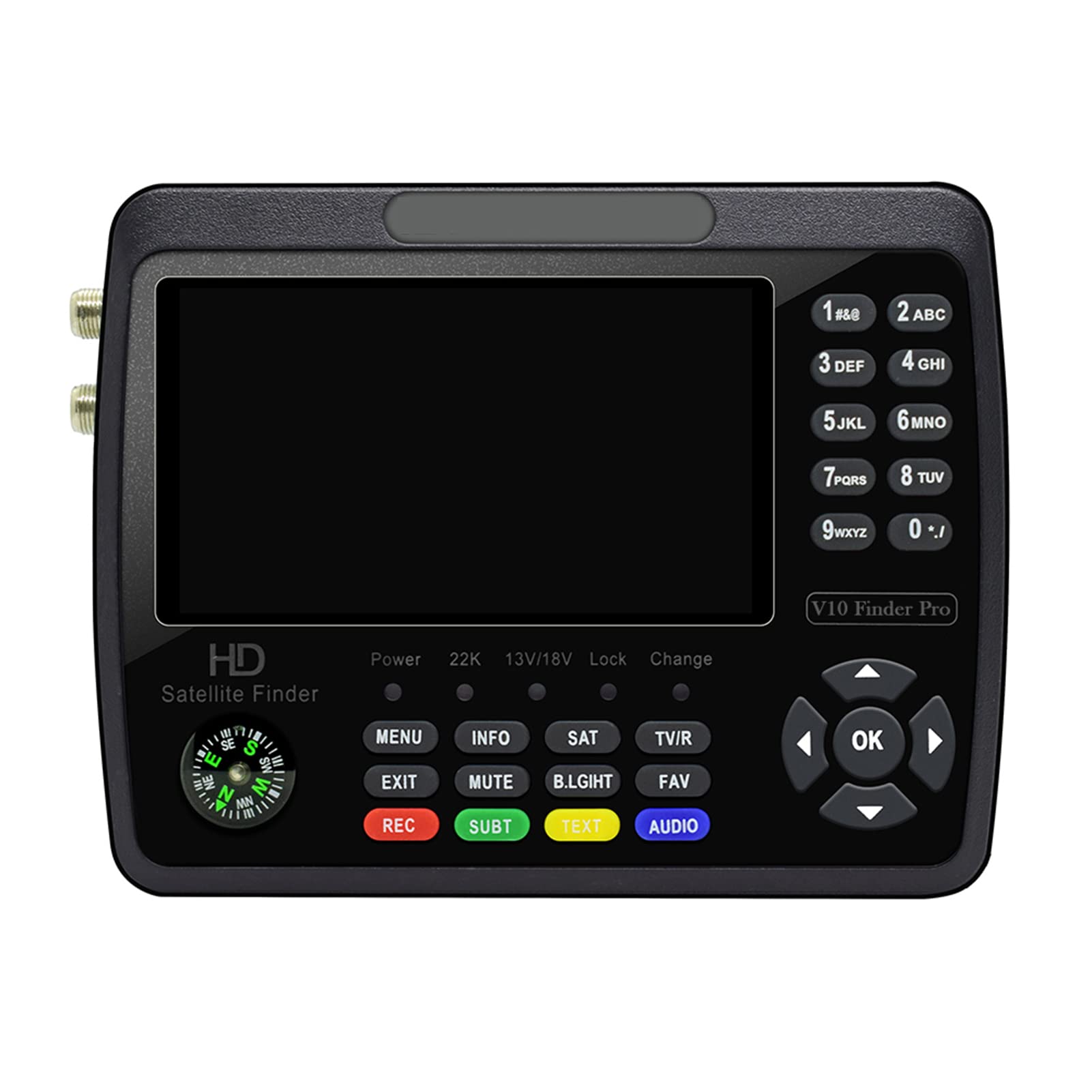Satellite Finder Signal Meter V10 Pro HD Satellite TV Signal Finder DVB-S/S2/S2X/T/T2 Combo Digital Hand Signal Meter Satellite Finder H.265 4,3 Pouces LCD pour régler l'antenne parabolique
