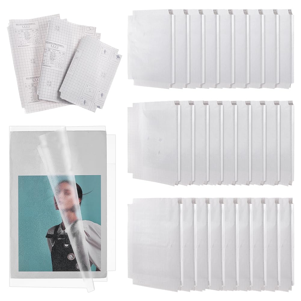 FINGERINSPIRE 30 Pcs Self-Adhesive Plastic Book Cover 3Sizes White Book Protector for Book Covers Waterproof Book Wrap for Notebooks Textbooks Clear Cover Film with Long-Lasting Protection