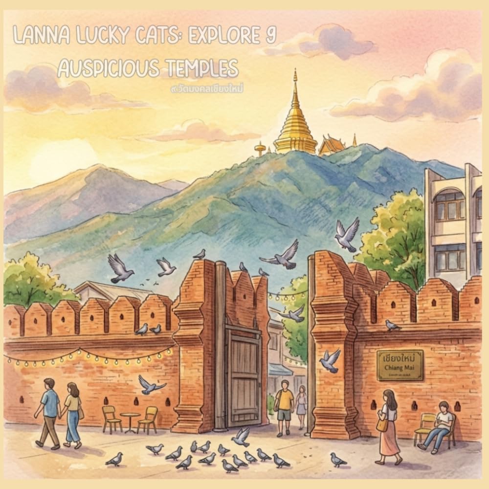 Chiang Mai Temples Coloring Book: 9 Auspicious Lanna Temples: with Lucky Cats