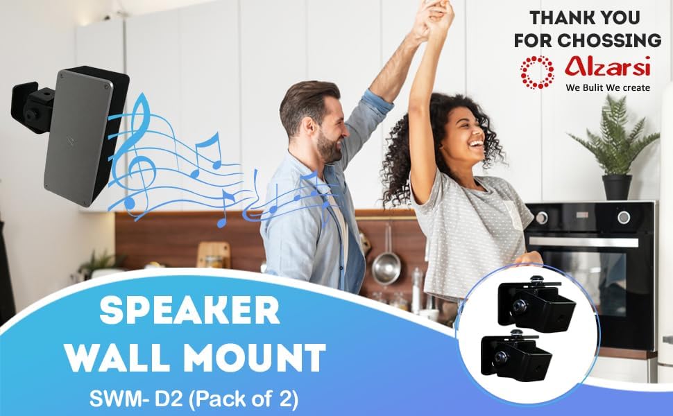 Image of SM Proplus - Speaker Wall Mount - Bracket 2 Nos for M4 / M5 / 1 /4'' x 20UNC Thread Hole /Keyhole Speakers - with Flexible Positioning Angle (Pack of 2)