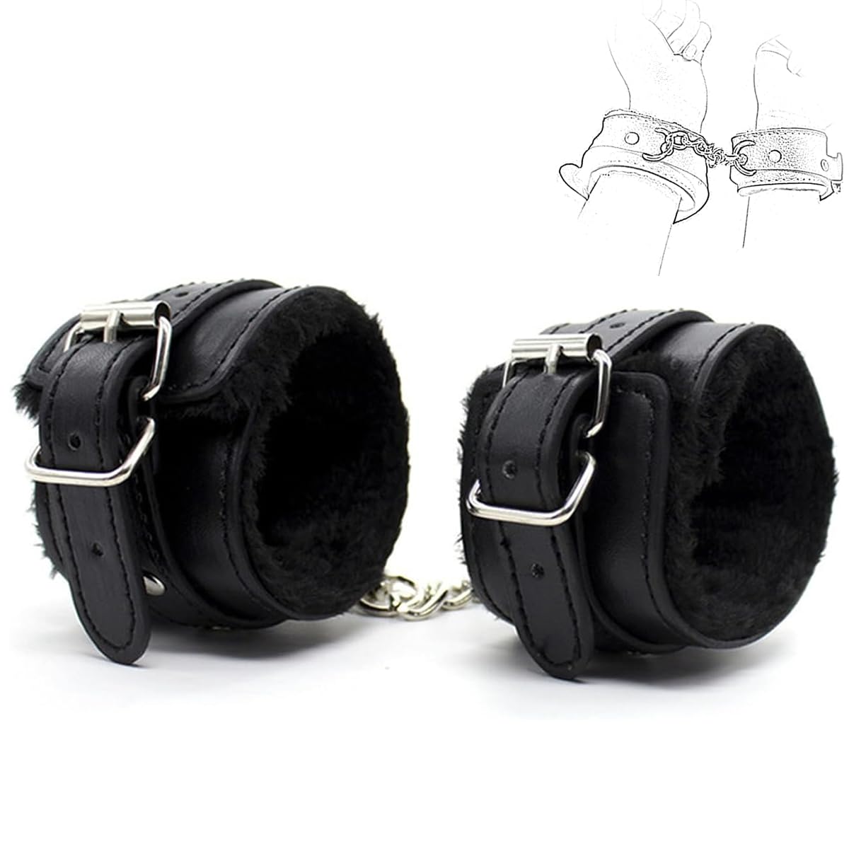 Buy Black Sex Hand Cuff Bracelets for Women, Fluffy Adult Handcuffs