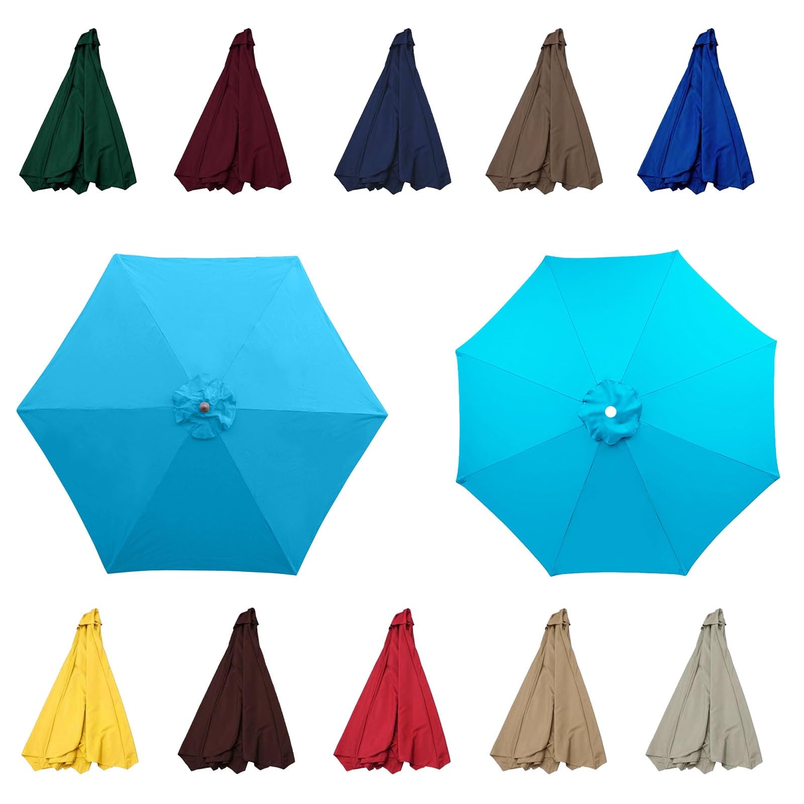 Outdoor Patio Umbrella Replacement Cover, replacement parasol fabric cover, Umbrella Replacement Parasol Cloth For 6 Arms 8 Arms Cantilever Parasol Umbrella Replacement Canopy(Color:Lake blue,Size:8ri — image 1