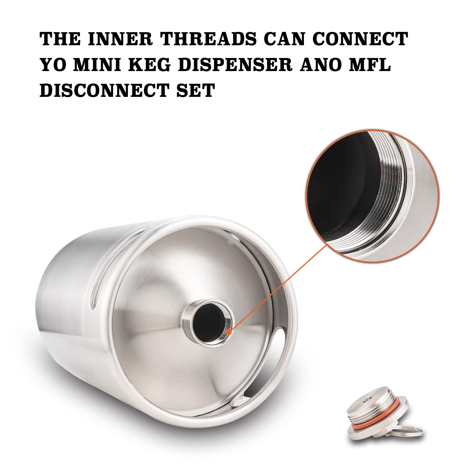 TMCRAFT 8 Liter Mini Growler Keg, tragbares Edelstahl-Bierfass mit Rotundität Spiraldeckel für Hausbrauen, Crafting und Fassbier - 4
