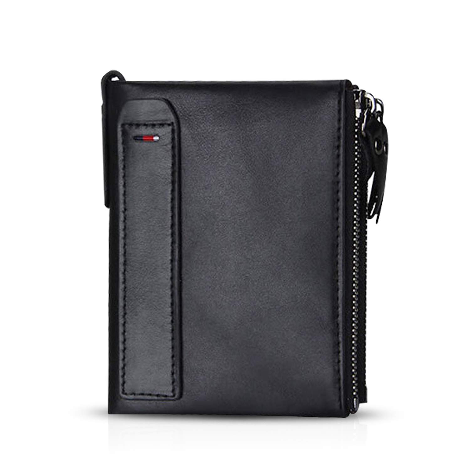 FANDARE Billetera con RFID Hombre Cartera para Mujer Estilo Plegable Monedero Billetera de Cuero con Bolsillo para Monedas y Crédito Tarjetas Ranuras para Identificación Tarjetas Crédito Negro