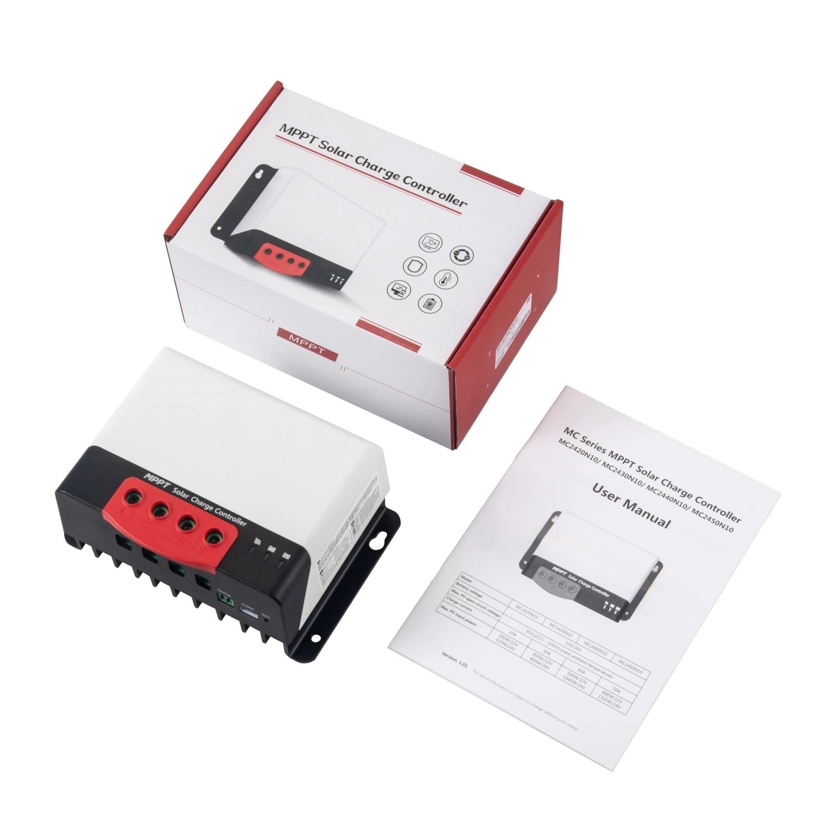 Kontroler ładowania słonecznego, MPPT Regulator Ładowania Słonecznego 20A ~ 50A Słoneczny PV Maks. 1320W Wejście Dla Baterii Litowej 12V 24V Z BT-2 RM-6 Opcjonalnie(30A Only Controller)