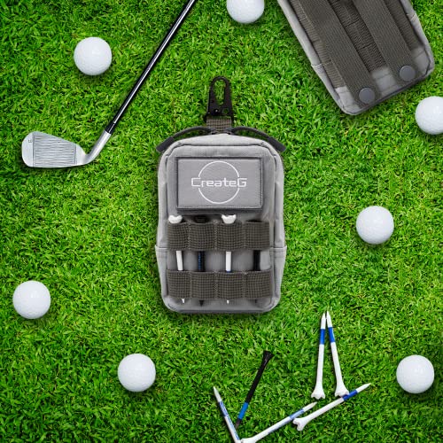 CreateG Golf Tee Bag, Professional Zipper Golf Players Valuables Tee/Ball Pouch Bag, Zipper Golf Utility Pouch with Clip to Attach on Golf Bag and Waist (Gray) - Thumbnail 6