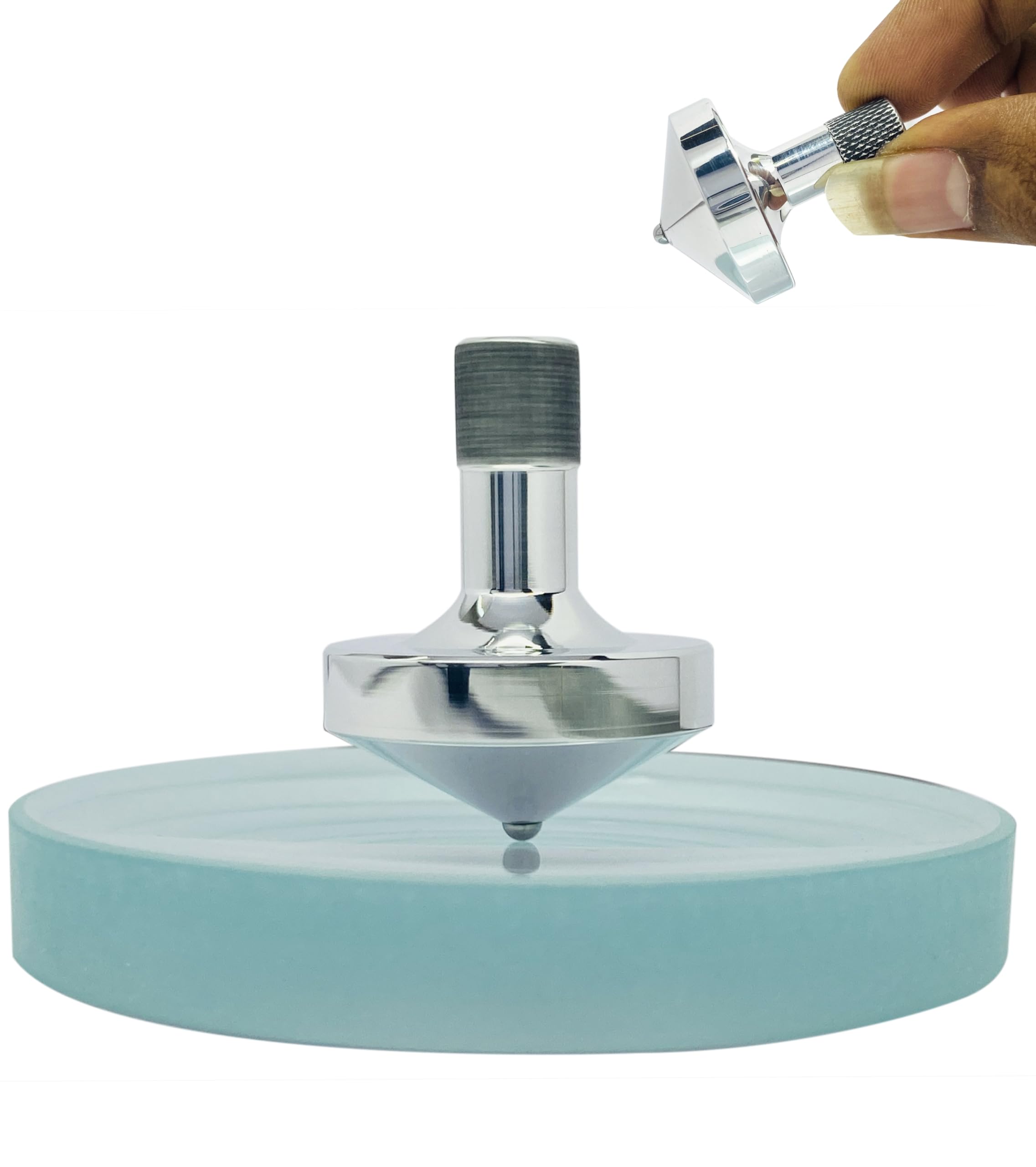 Star Quick Links™ Premium Aluminium Spinning Top with 3” Inch Concave Base, 3-6 Minutes High Performance Top Spinner, Precision CNC Machined