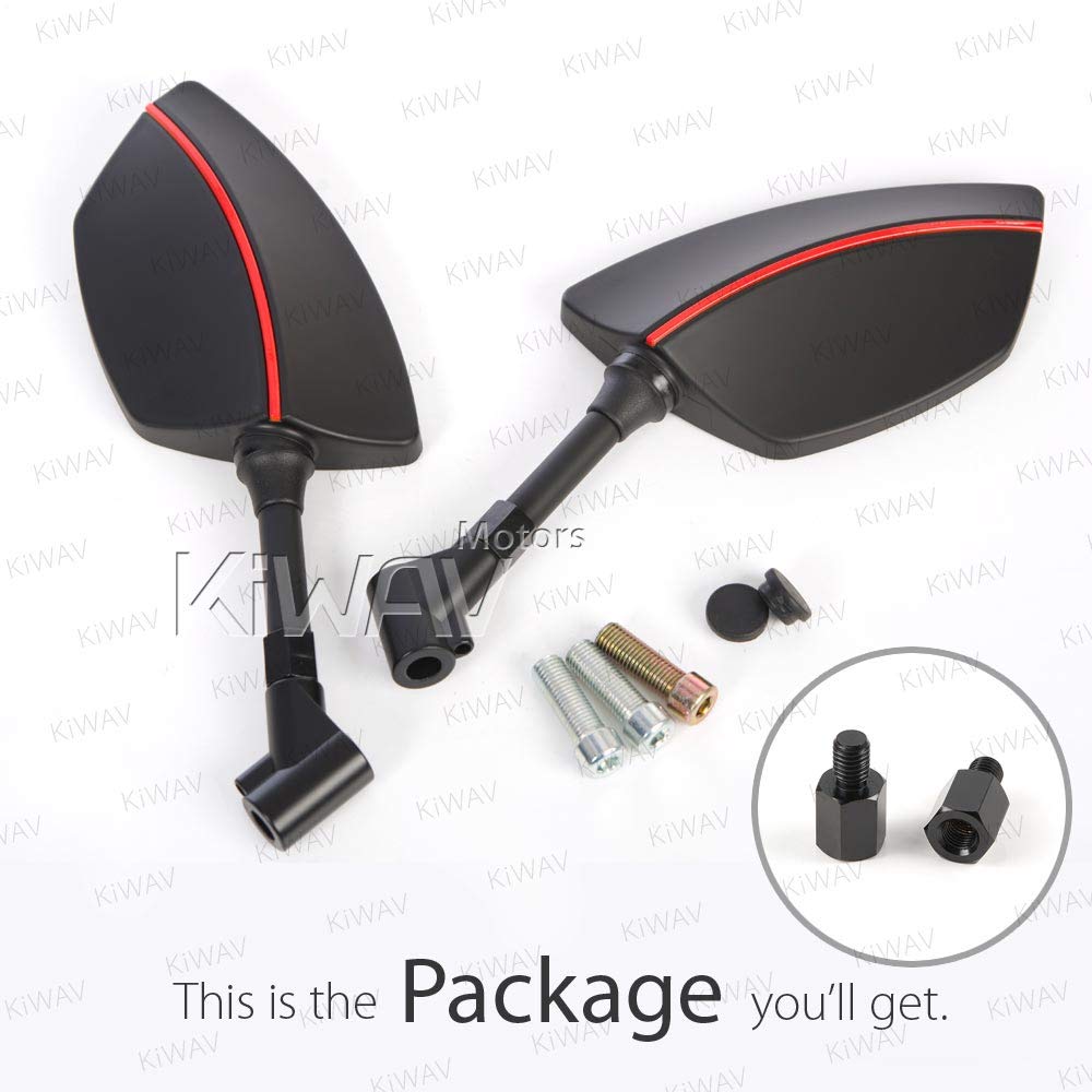 Amazon.co.jp: KiWAV Magazi Motorcycle Mirror Red Line Black and