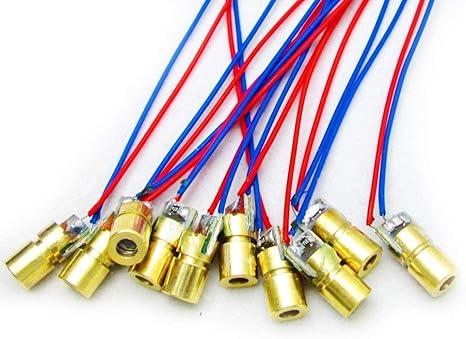 IDUINO 10pcs 5V 650nm 5mW Red Dot Laser Head Red Laser Diode Laser Tube with Leads Head Outer Diameter 6mm