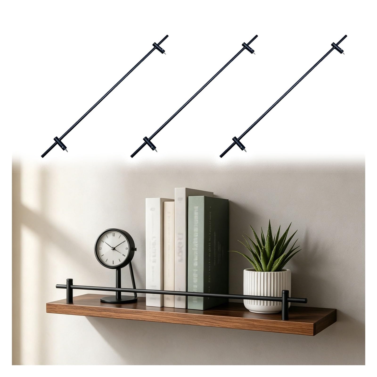 3 Pack Matte Black Shelf Protector Rail for Display Stand, Cabinet Guard Rails for Pantry Shelf, Wine Rack, Anti-Fall Bookcase Edge Round Bar(Black,33in/84cm)