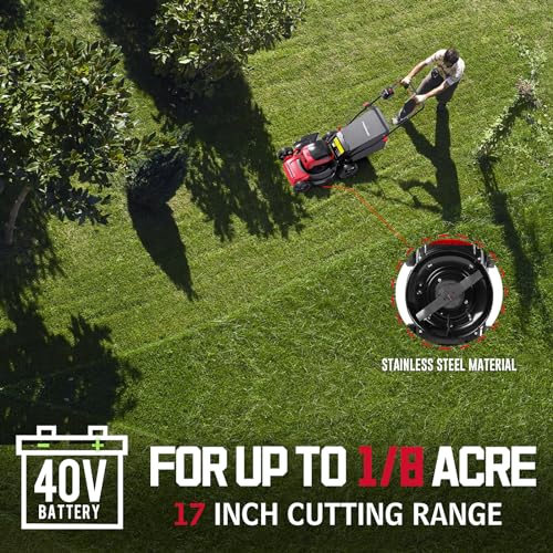 Image of PowerSmart 40V 17 inch Cordless Lawn Mower + 465 CFM Blower, 2 Batteries