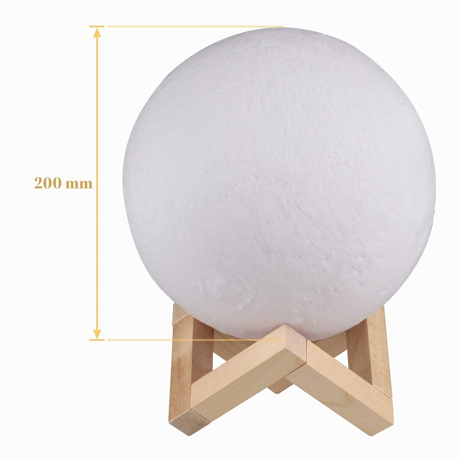 CPROSP Lampada Luna 3D Stampa 20cm 16 Colori RGB Telecomando Dimmerabile con Toccare il Controllo USB Ricaricabile Luce Notturna con adattatore di alimentazione [Classe di efficienza energetica A+]
