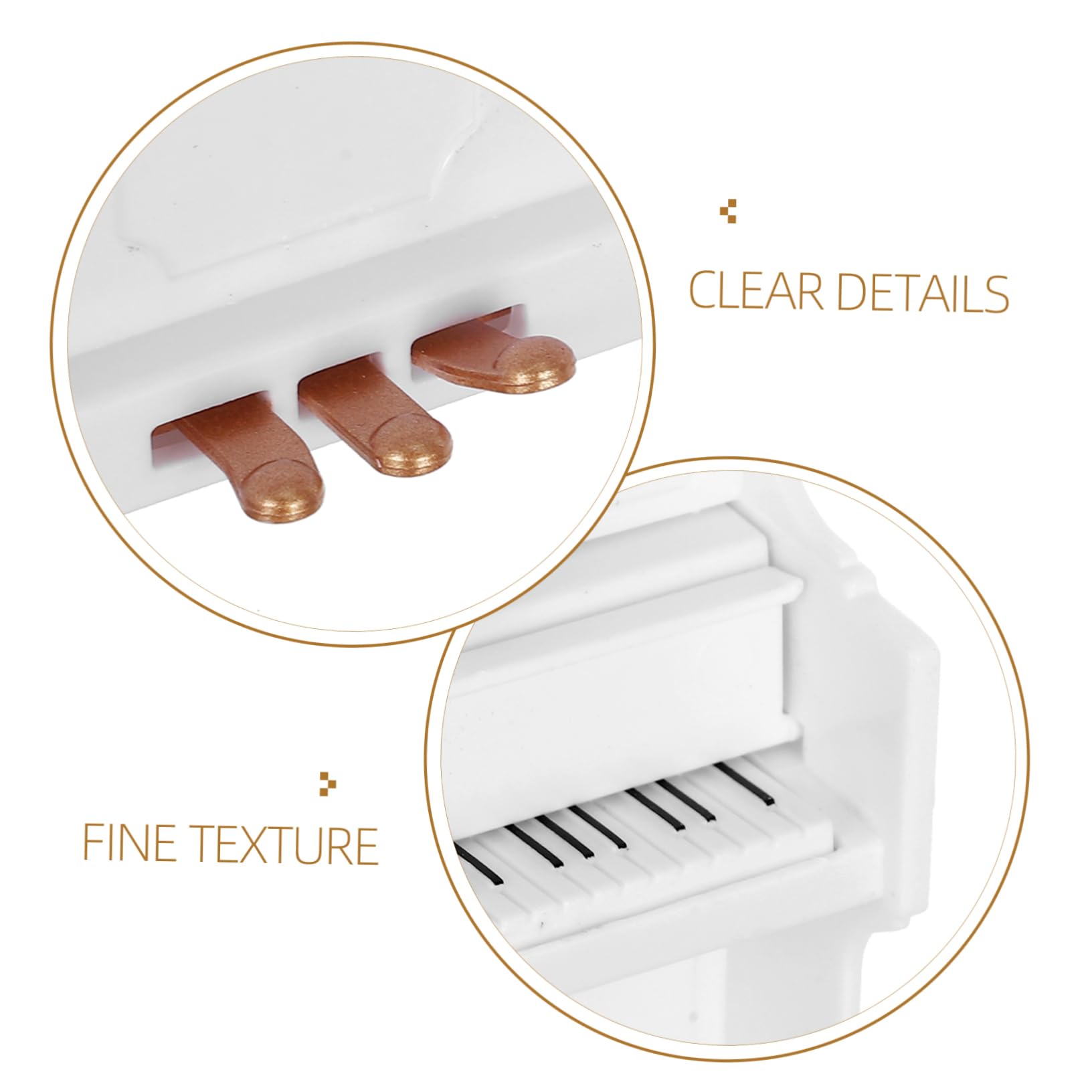 Toyvian Grand Piano Toy Maison de poupée Piano Mini Piano Jouet Ornements de piano Jeu de jouets pour enfants Poupées droites Maisons pour décoration miniature et photographie de scène Blanc